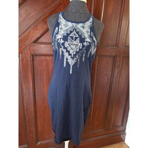 Express Navy Silver Sequin Embellished Sleeveless Bodycon Dress Size L